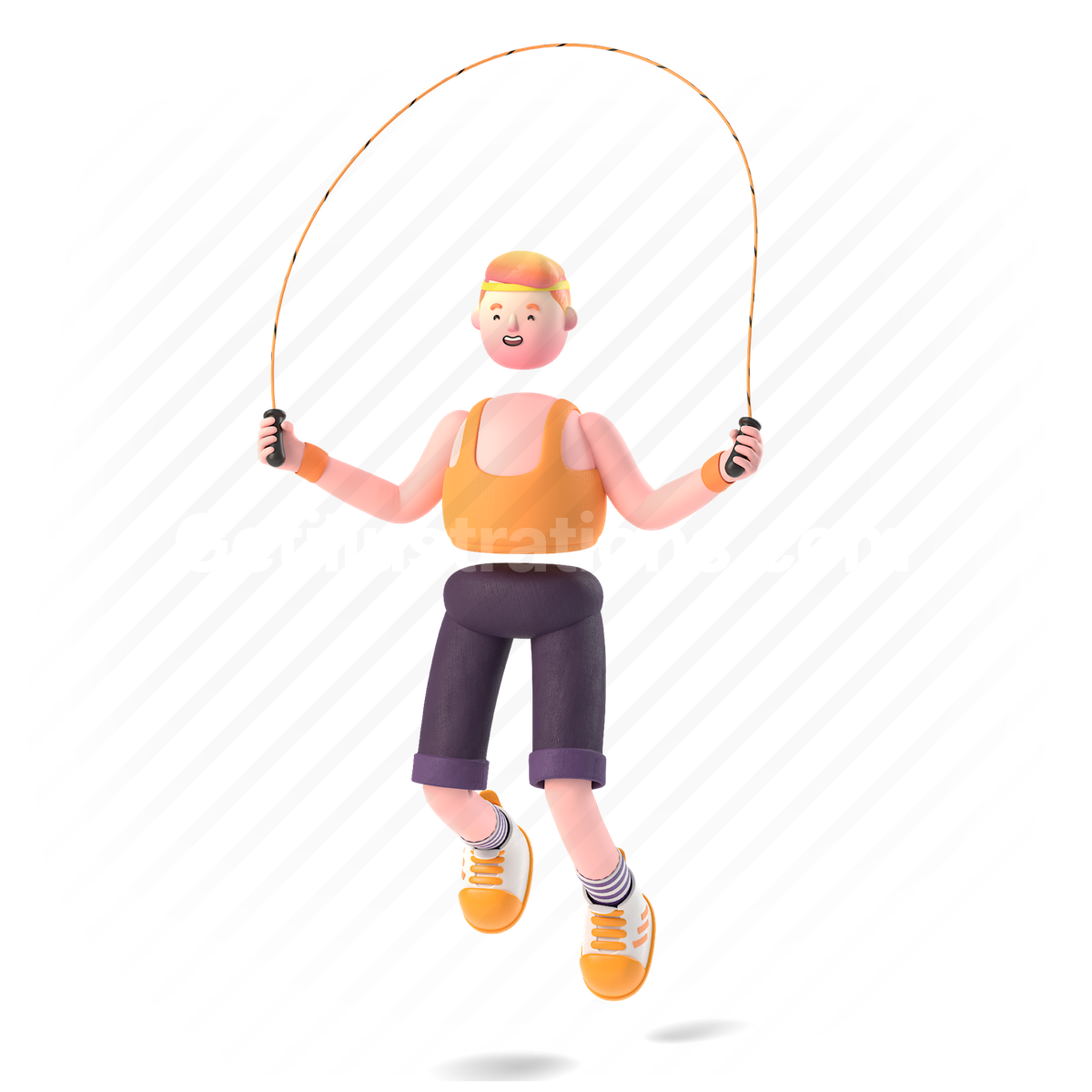 3d, people, person, character, fitness, jumprope, cardio, man